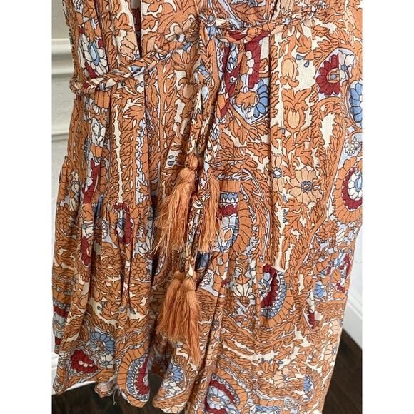 Cynthia Rowley Paisley Off Shoulder Tassel Tie Dress - Picture 4 of 6